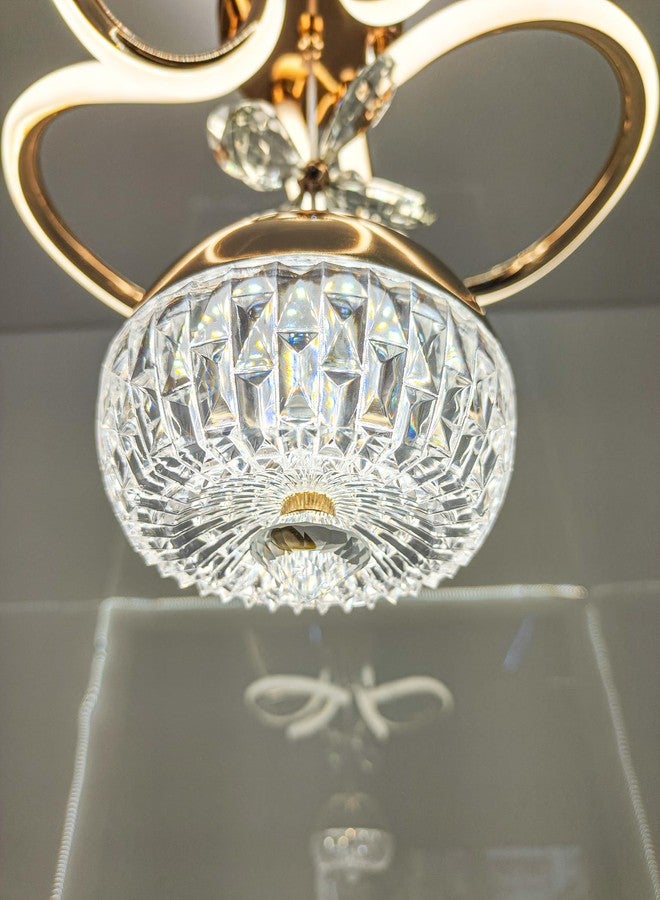 swanart مصباح سقف أنيق من سوان آرت، ذهبي اللون ومزين بالكريستال، مزود بإضاءة LED، ثريا عصرية قابلة لتعديل الارتفاع مع قلادة كريستالية كروية، مثالي لغرف المعيشة وغرف الطعام وغرف النوم - تغيير 3 ألوان - Image 5